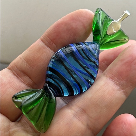🖤Venetian Murano glass Candy 🍬 Pendant - green clear blue - Picture 7 of 12
